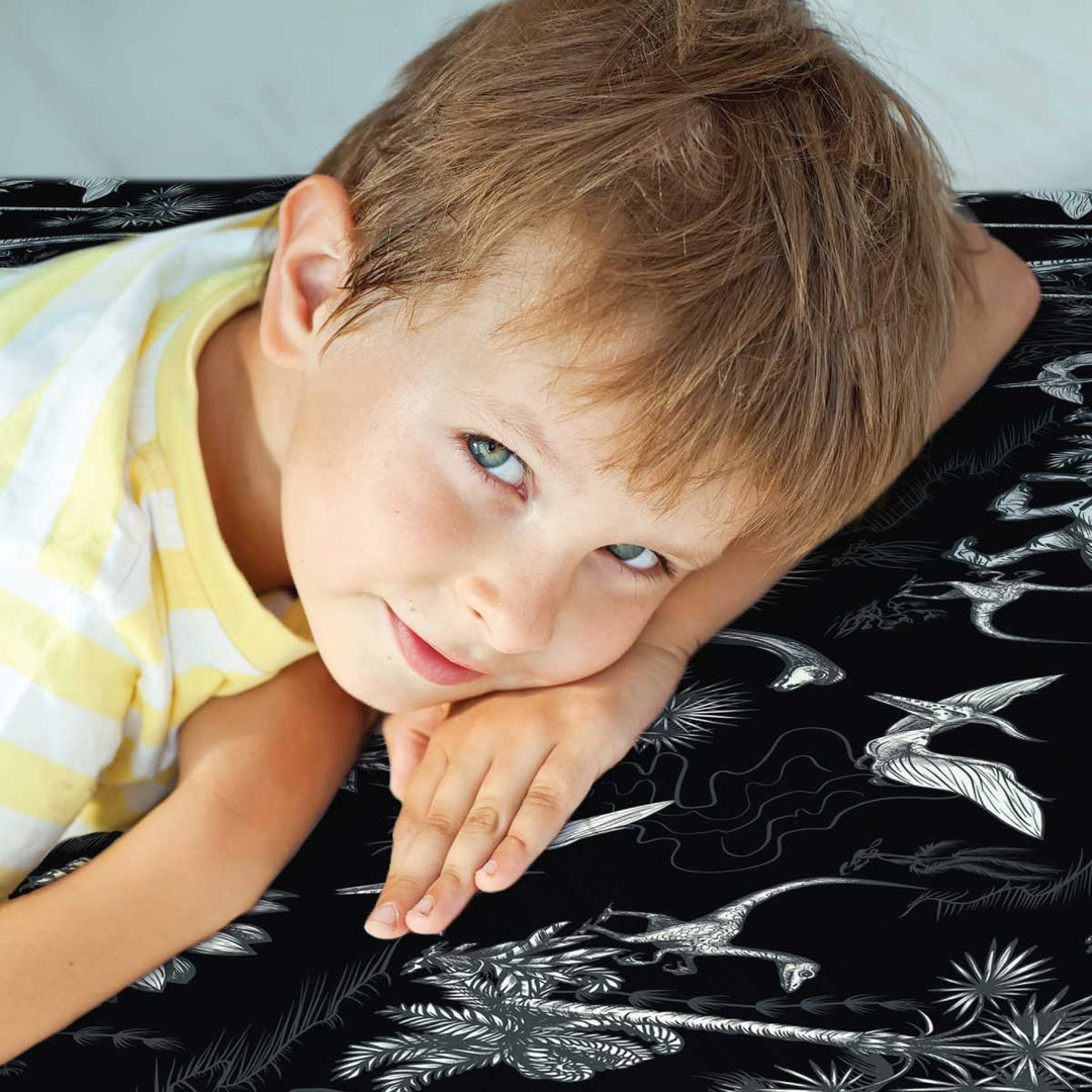 Black Dino Sensory Fitted Bed Sheet