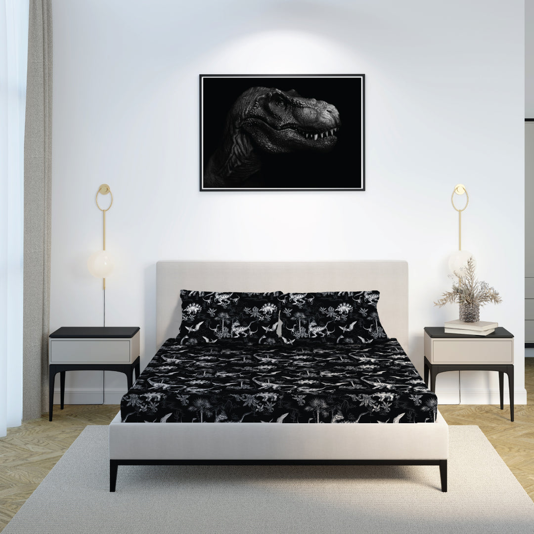 Black Dino Sensory Fitted Bed Sheet