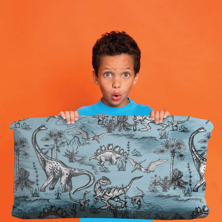 Blue Dino - Plush Pillowcase