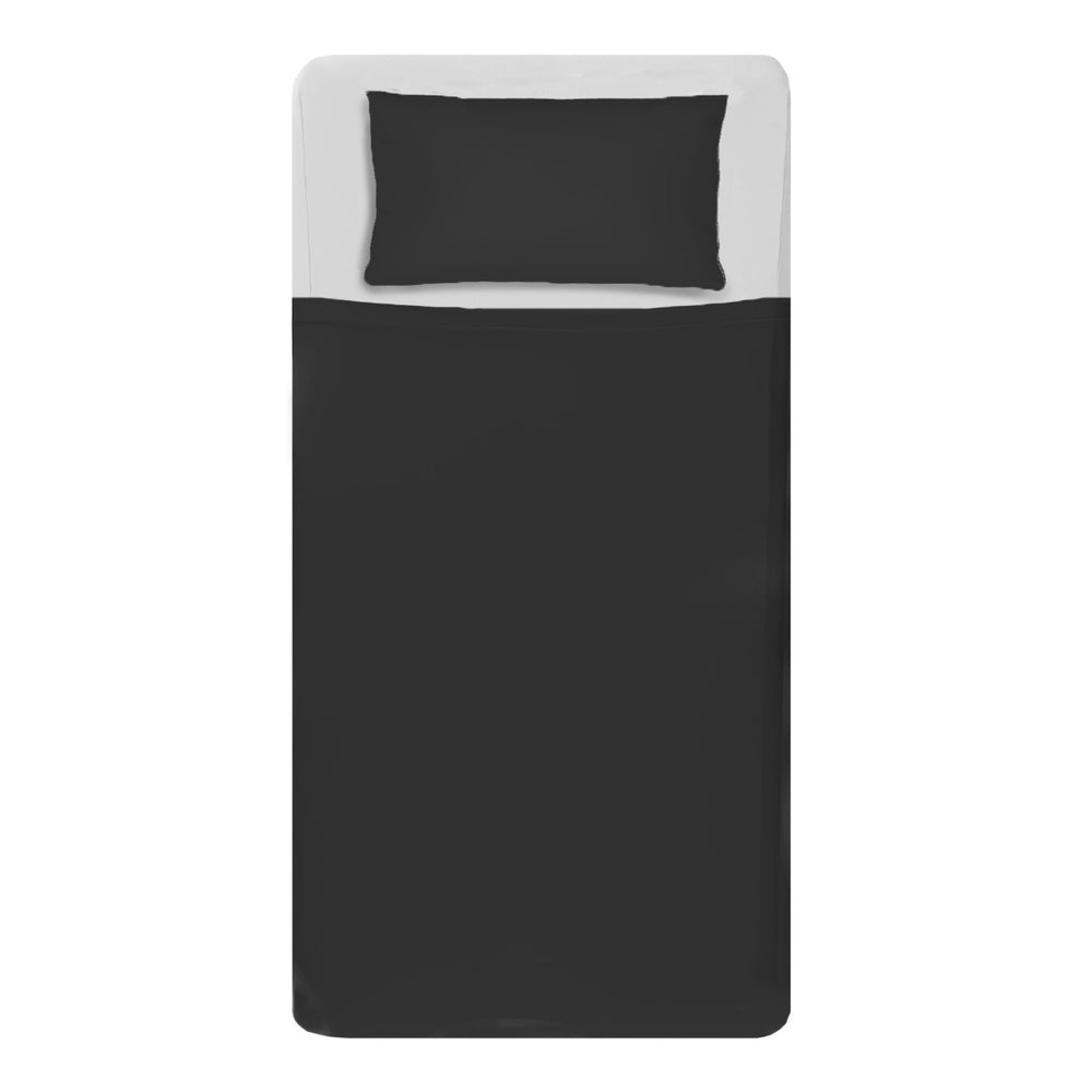 Made bed mattress image with sensory white fitted sheets and Slate Gray compression sheets
