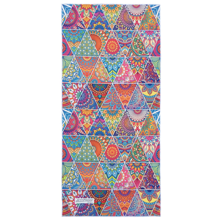 Pretty Boho pattern antibacterial gym towel made from recycled fabric