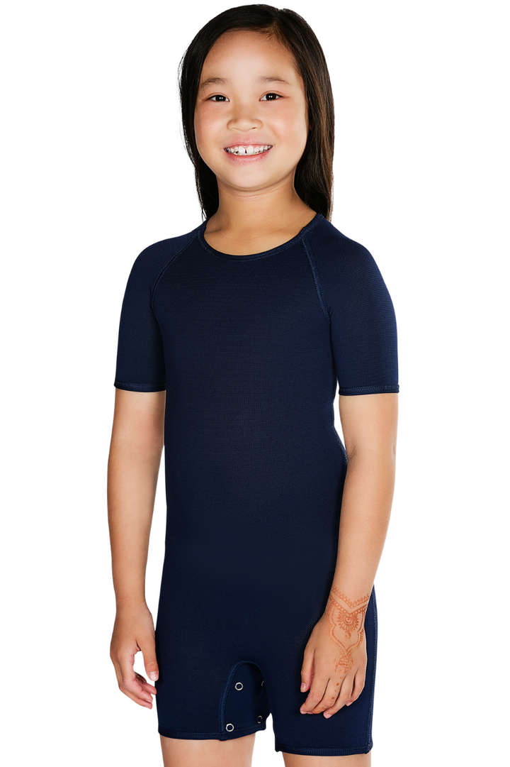 Girls Navy Sensory Short Sleeve Suit by JettProof