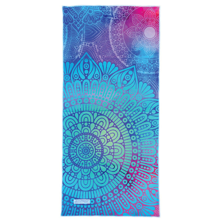 Rainbow Mandala antibacterial gym towel made from recycled fabric