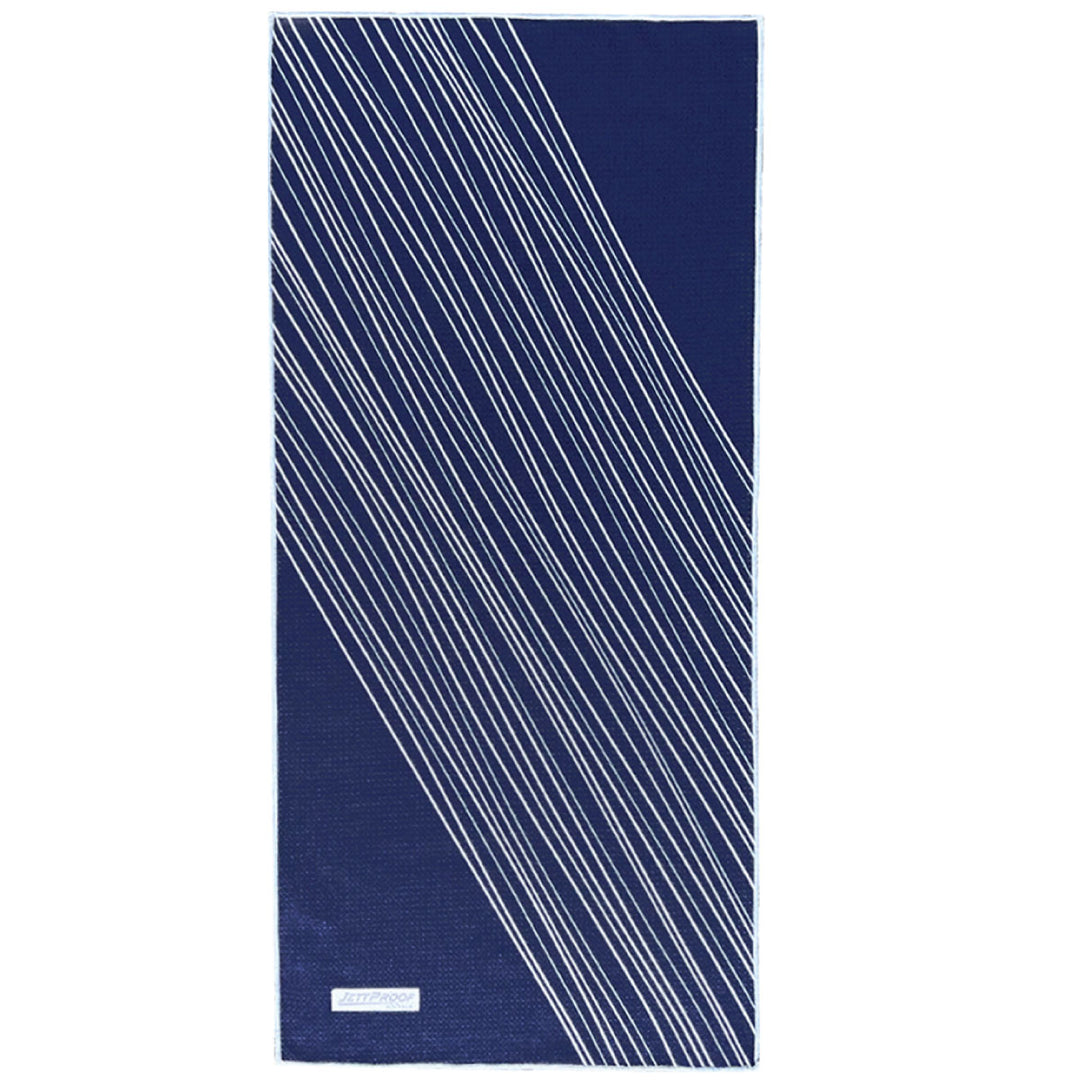 Navy with white lines antibacterial gym towel made from recycled fabric