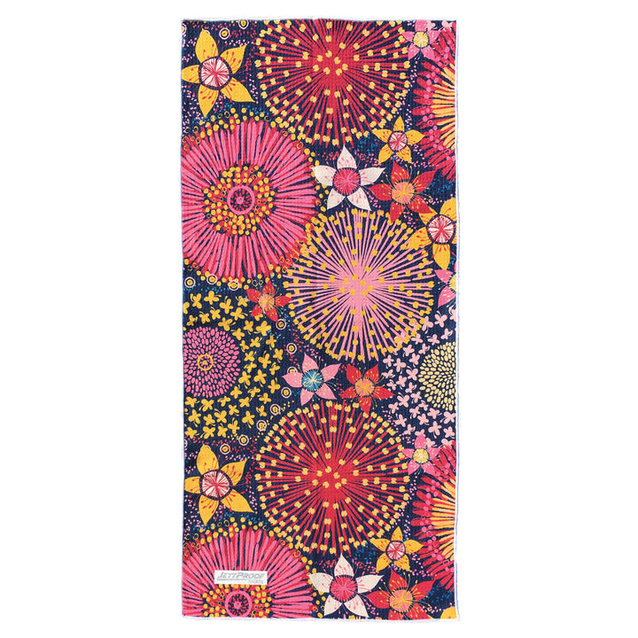 Wildflower patterned antibacterial gym towel made from recycled fabric